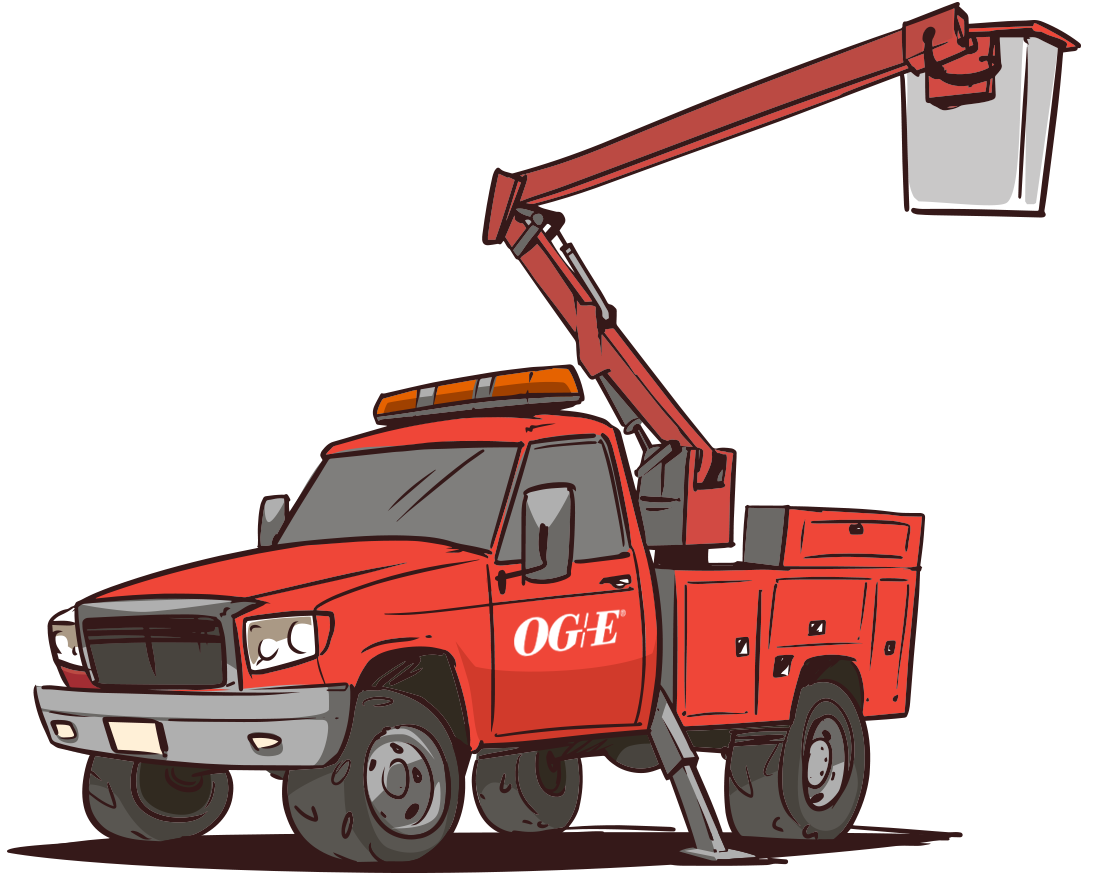 OG and E Bucket truck cartoon image